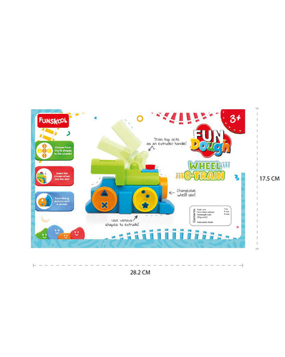 Funskool Fundough Wheel O Train-With Train Extruder, 5 Form Wheels & 4 Clay Tubs-Art & Craft Kit-18M+