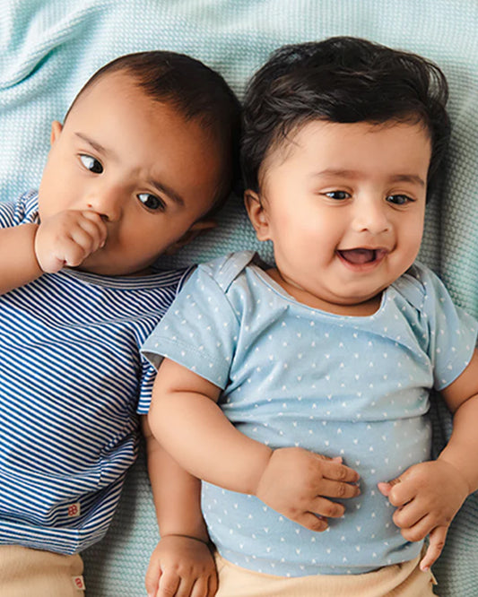 Greendigo Blue T-shirts-100% GOTS Certified Organic Cotton-Pack of 2-For Infants