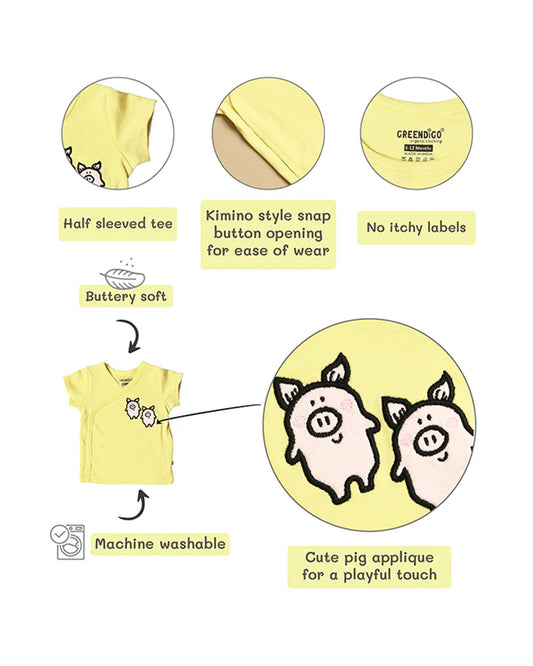 Greendigo Yellow T-shirts-Toodle Doodle-100% GOTS Certified Organic Cotton-For Infants