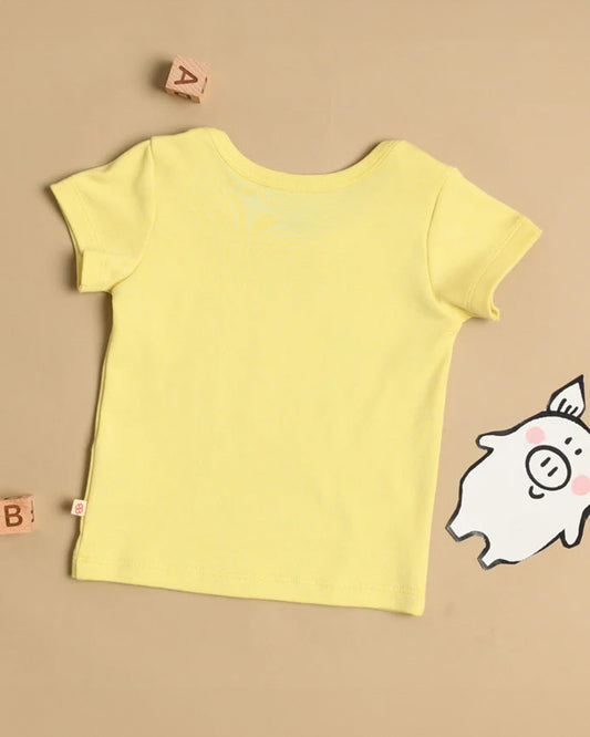 Greendigo Yellow T-shirts-Oinkers-100% GOTS Certified Organic Cotton-For Infants