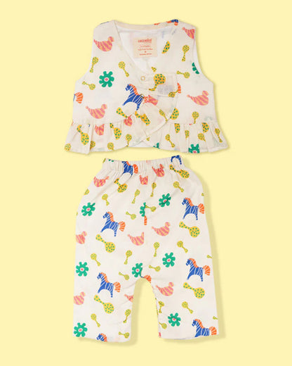 Greendigo Multicolor Coord Set-Rattle Rally-100% GOTS Certified Organic Cotton-For Infants