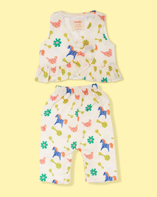 Greendigo Multicolor Coord Set-Rattle Rally-100% GOTS Certified Organic Cotton-For Infants