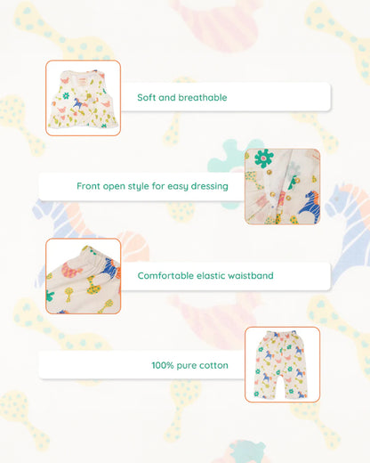 Greendigo Multicolor Coord Set-Rattle Rally-100% GOTS Certified Organic Cotton-For Infants