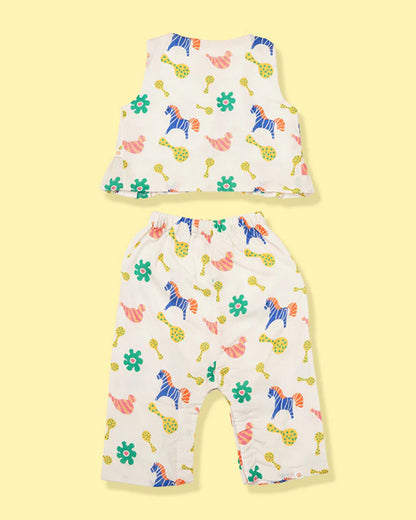 Greendigo Multicolor Coord Set-Rattle Rally-100% GOTS Certified Organic Cotton-For Infants