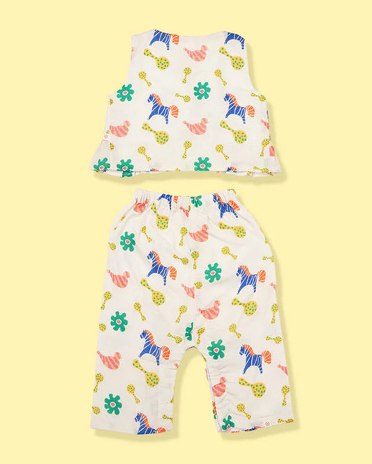 Greendigo Multicolor Coord Set-Rattle Rally-100% GOTS Certified Organic Cotton-For Infants