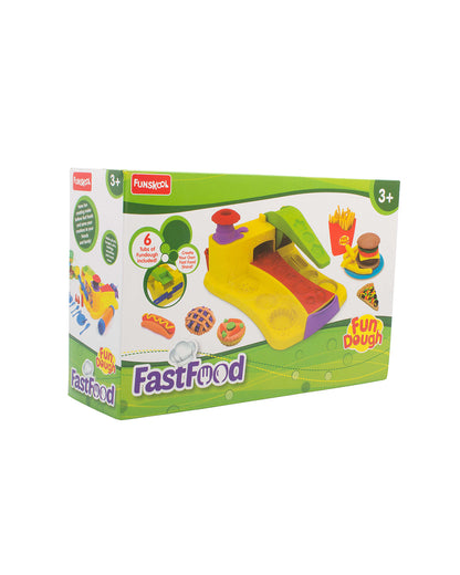 Funskool Fundough Fast Food-With Extruder, 23 Moulds & 5 Clay Tubs-Art & Craft Kit-18M+