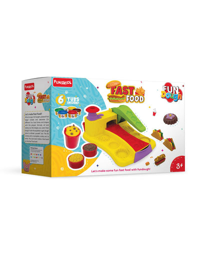 Funskool Fundough Fast Food-With Extruder, 23 Moulds & 5 Clay Tubs-Art & Craft Kit-18M+