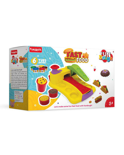 Funskool Fundough Fast Food-With Extruder, 23 Moulds & 5 Clay Tubs-Art & Craft Kit-18M+