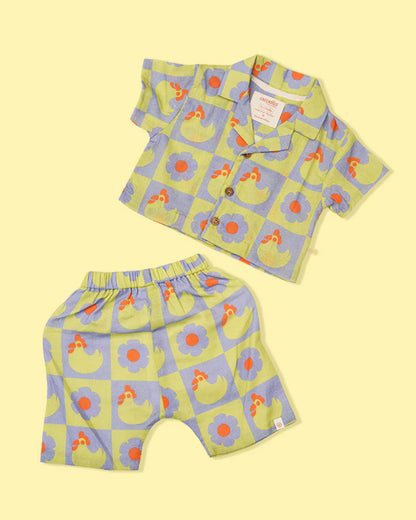 Greendigo Green & Grey Coord Set-Hen House-100% GOTS Certified Organic Cotton-For Infants