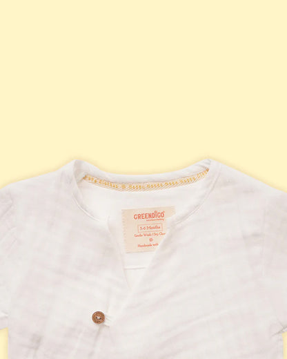 Greendigo White & Sage Green Coord Set-Snowflake-100% GOTS Certified Organic Cotton-For Infants