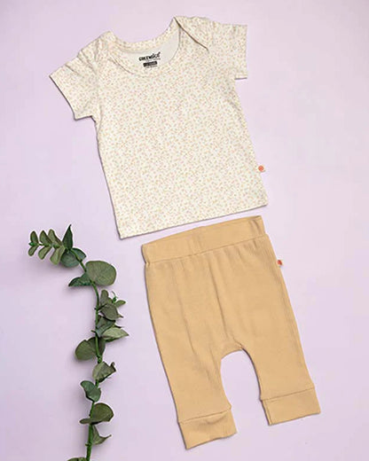 Greendigo Tan & White Coord Set-Fall-100% GOTS Certified Organic Cotton-For Infants