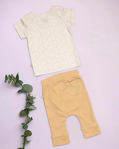 Greendigo Tan & White Coord Set-Fall-100% GOTS Certified Organic Cotton-For Infants