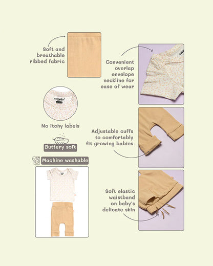 Greendigo Tan & White Coord Set-Fall-100% GOTS Certified Organic Cotton-For Infants