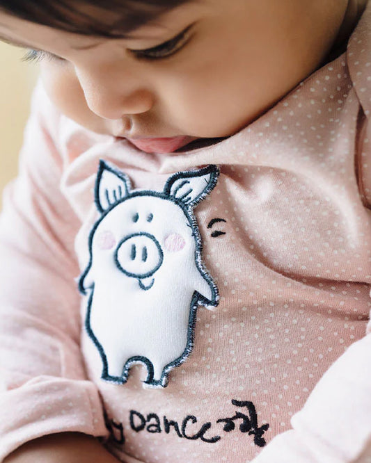 Greendigo Off White & Pastel Pink Coord set-100% GOTS Certified Organic Cotton-For Infants