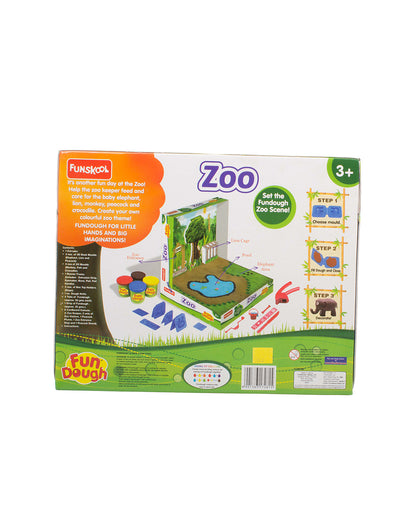 Funskool Fundough Zoo-With Extruder, 3D & 2D Animal Moulds & 4 Clay Tubs-Art & Craft Kit-18M+