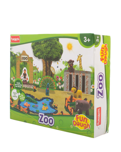 Funskool Fundough Zoo-With Extruder, 3D & 2D Animal Moulds & 4 Clay Tubs-Art & Craft Kit-18M+