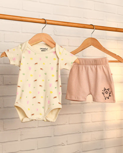 Greendigo Off White Bodysuit set-100% GOTS Certified Organic Cotton-For Infants