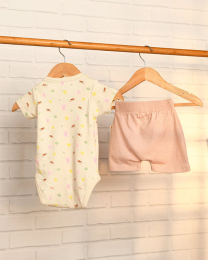 Greendigo Off White Bodysuit set-100% GOTS Certified Organic Cotton-For Infants