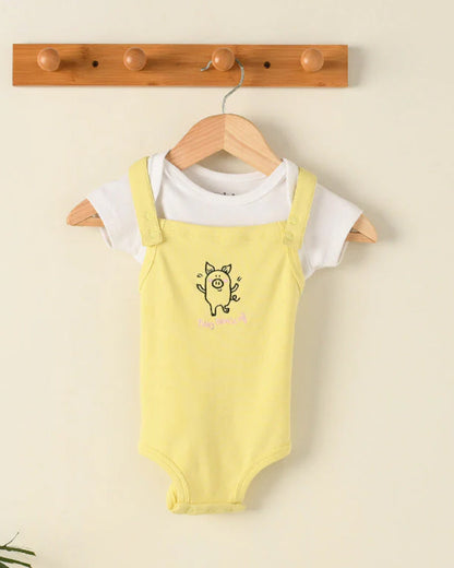 Greendigo White Dungaree set-100% GOTS Certified Organic Cotton-For Infants