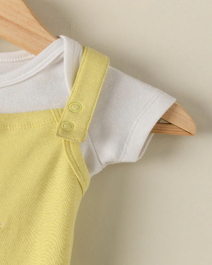 Greendigo White Dungaree set-100% GOTS Certified Organic Cotton-For Infants