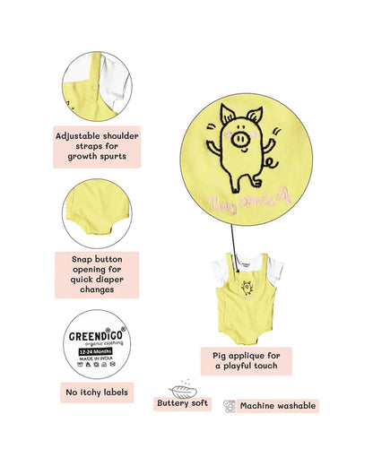 Greendigo White Dungaree set-100% GOTS Certified Organic Cotton-For Infants