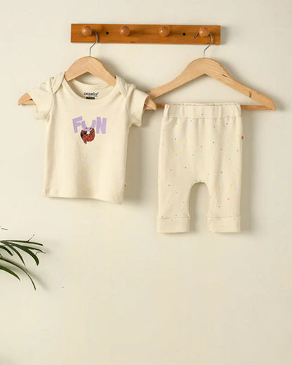 Greendigo Off White Coord set-100% GOTS Certified Organic Cotton-For Infants