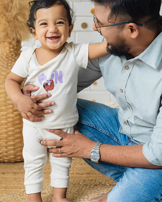 Greendigo Off White Coord set-100% GOTS Certified Organic Cotton-For Infants