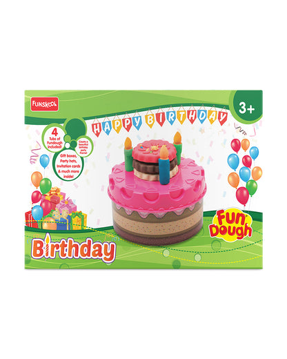 Funskool Fundough Dough Birthday Party-With Extruder, 4 Clay Tubs & Clay Moulds-Art & Craft Kit-18M+