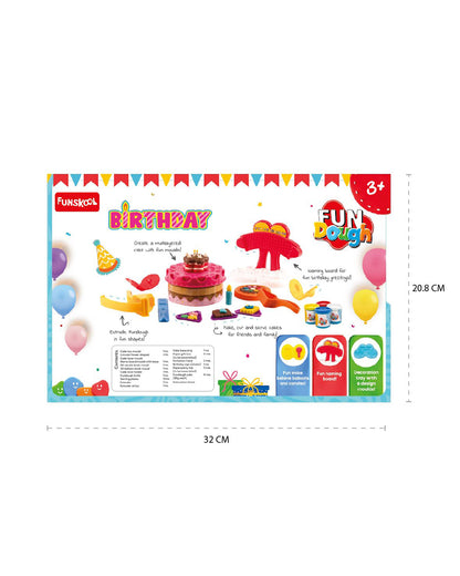 Funskool Fundough Dough Birthday Party-With Extruder, 4 Clay Tubs & Clay Moulds-Art & Craft Kit-18M+