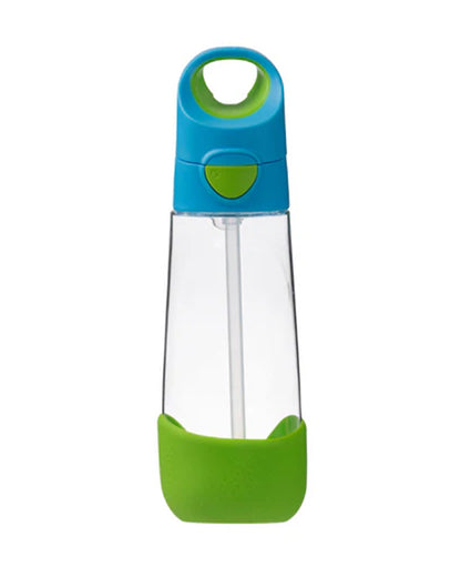 b.box Tritan Straw Sipper-With Easy to Hold Handle-Spill Proof Push Button Lid & Ergonomic Triangular Shape-Ocean Breeze-600 ml