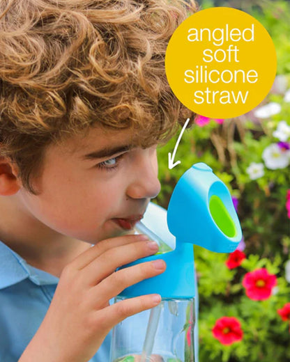 b.box Tritan Straw Sipper-With Easy to Hold Handle-Spill Proof Push Button Lid & Ergonomic Triangular Shape-Ocean Breeze-600 ml