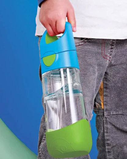 b.box Tritan Straw Sipper-With Easy to Hold Handle-Spill Proof Push Button Lid & Ergonomic Triangular Shape-Ocean Breeze-600 ml