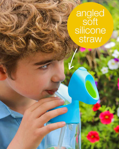 b.box Tritan Straw Sipper-With Easy to Hold Handle-Spill Proof Push Button Lid & Ergonomic Triangular Shape-Strawberry Shake-600 ml