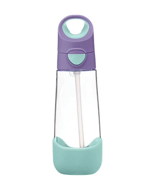 b.box Tritan Straw Sipper-With Easy to Hold Handle-Spill Proof Push Button Lid & Ergonomic Triangular Shape-Lilac Pop-600 ml