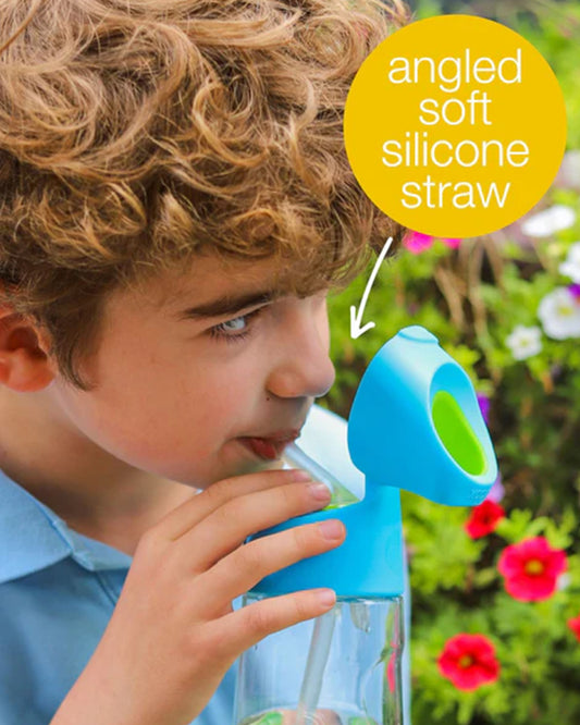 b.box Tritan Straw Sipper-With Easy to Hold Handle-Spill Proof Push Button Lid & Ergonomic Triangular Shape-Lilac Pop-600 ml