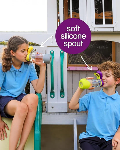 b.box Tritan Sport Spout Bottle-With Easy to Hold Handle-Push Button Lid & Ergonomic Triangular Shape-Ocean Breeze-600 ml