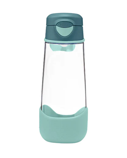 b.box Tritan Sport Spout Bottle-With Easy to Hold Handle-Push Button Lid & Ergonomic Triangular Shape-Emerald Forest-600 ml