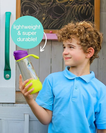 b.box Tritan Sport Spout Bottle-With Easy to Hold Handle-Push Button Lid & Ergonomic Triangular Shape-Emerald Forest-600 ml