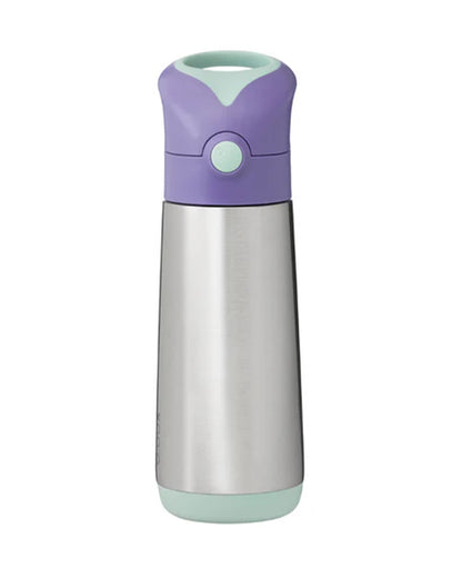 b.box Stainless Steel Straw Sipper-Double Wall Insulated-With Easy to Hold Handle-Spill Proof Push Button Lid-Lilac Pop