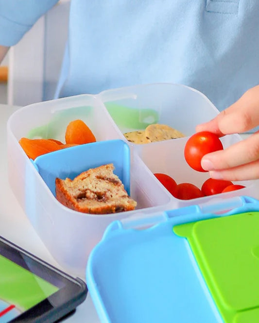 b.box Mini Lunch Box-With Carry Handle and Easy Open Clip-Leak Proof-Removable Divider-Ocean Breeze-For Feeding Infants