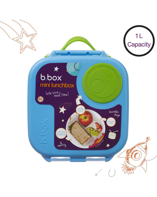 b.box Mini Lunch Box-With Carry Handle and Easy Open Clip-Leak Proof-Removable Divider-Ocean Breeze-For Feeding Infants