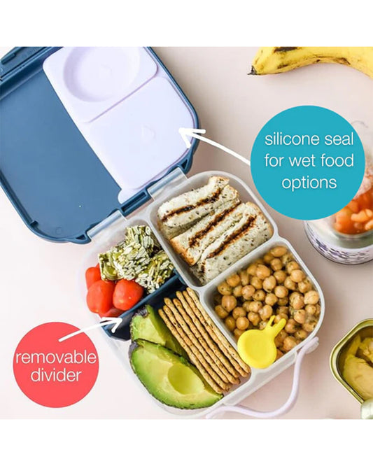 b.box Mini Lunch Box-With Carry Handle and Easy Open Clip-Leak Proof-Removable Divider-Ocean Breeze-For Feeding Infants