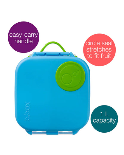 b.box Mini Lunch Box-With Carry Handle and Easy Open Clip-Leak Proof-Removable Divider-Ocean Breeze-For Feeding Infants