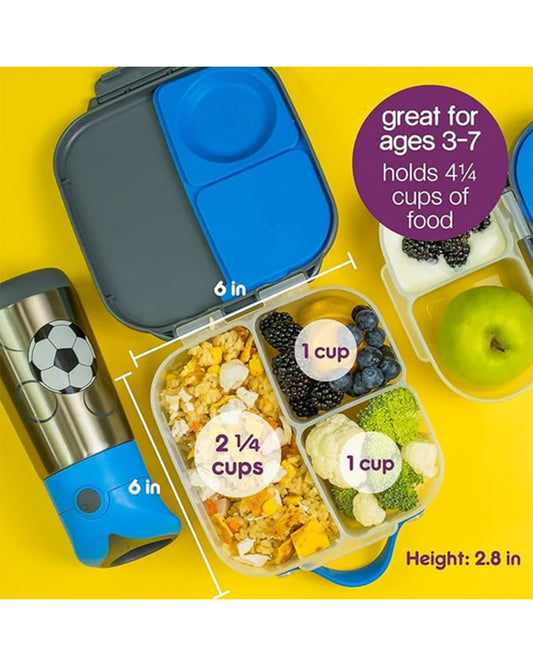 b.box Mini Lunch Box-With Carry Handle and Easy Open Clip-Leak Proof-Removable Divider-Ocean Breeze-For Feeding Infants