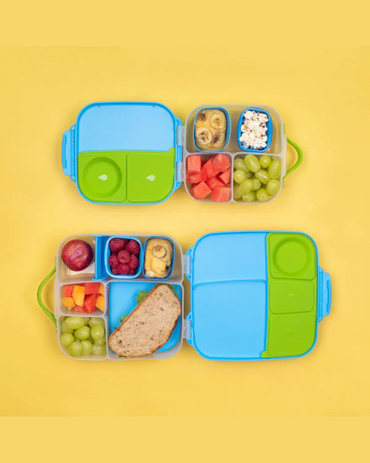 b.box Mini Lunch Box-With Carry Handle and Easy Open Clip-Leak Proof-Removable Divider-Ocean Breeze-For Feeding Infants