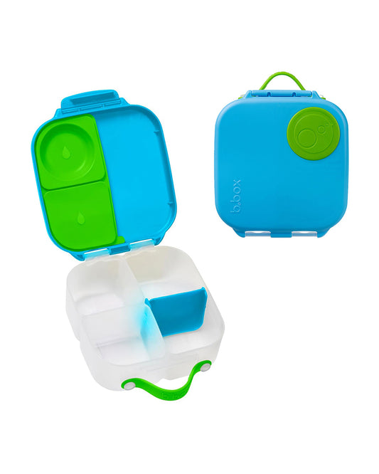 b.box Mini Lunch Box-With Carry Handle and Easy Open Clip-Leak Proof-Removable Divider-Ocean Breeze-For Feeding Infants
