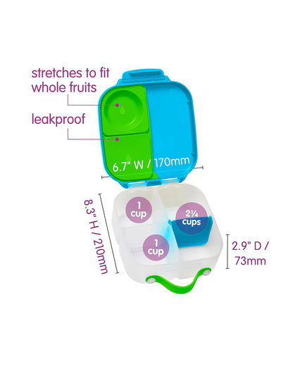 b.box Mini Lunch Box-With Carry Handle and Easy Open Clip-Leak Proof-Removable Divider-Ocean Breeze-For Feeding Infants