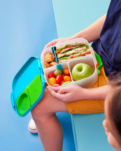 b.box Mini Lunch Box-With Carry Handle and Easy Open Clip-Leak Proof-Removable Divider-Ocean Breeze-For Feeding Infants