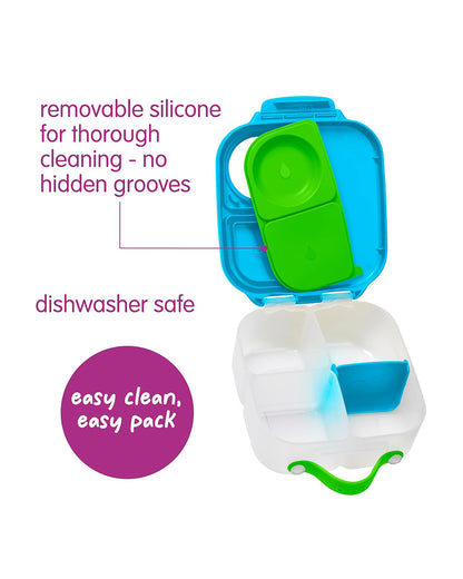 b.box Mini Lunch Box-With Carry Handle and Easy Open Clip-Leak Proof-Removable Divider-Ocean Breeze-For Feeding Infants