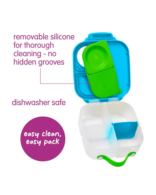 b.box Mini Lunch Box-With Carry Handle and Easy Open Clip-Leak Proof-Removable Divider-Ocean Breeze-For Feeding Infants